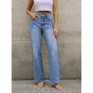 Commense Women's Vintage Denim High-Waisted Wide-Leg Jeans Size XL 33" Waist